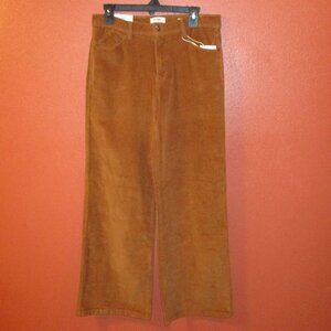 Kensie NEW Woman Size 8/29 Brown High Rise Wide Leg Pockets Corduroy Pants